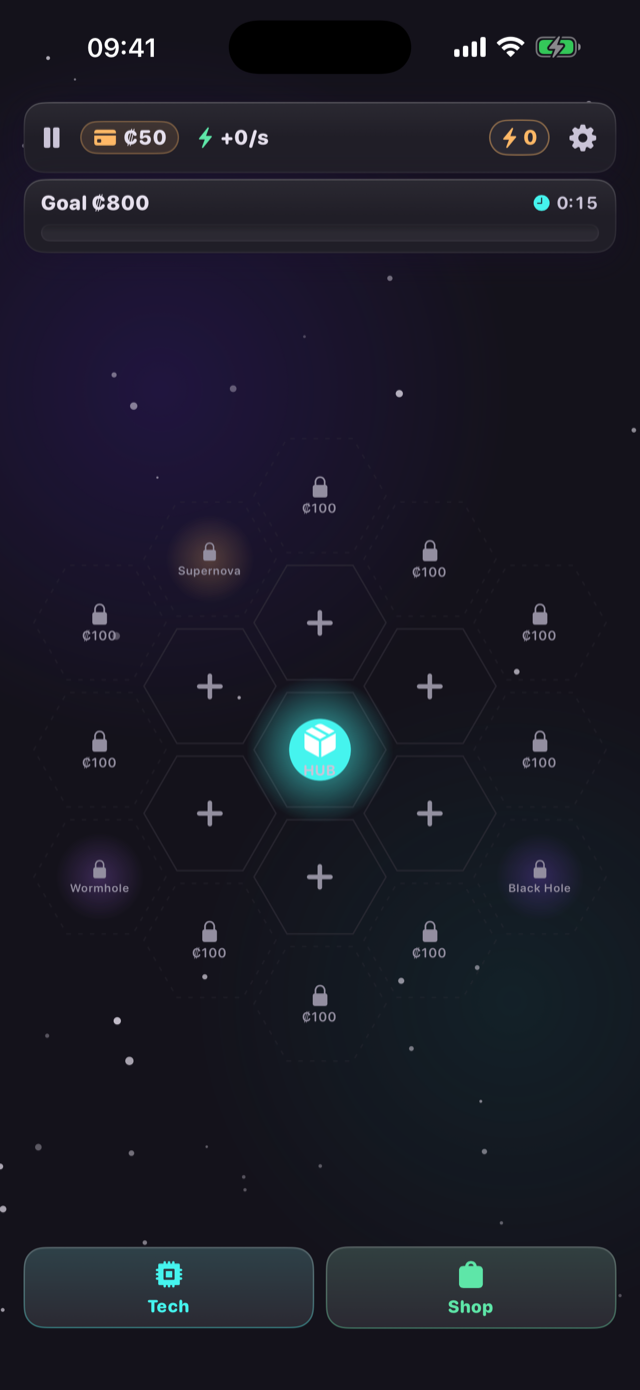 Hex Space gameplay board