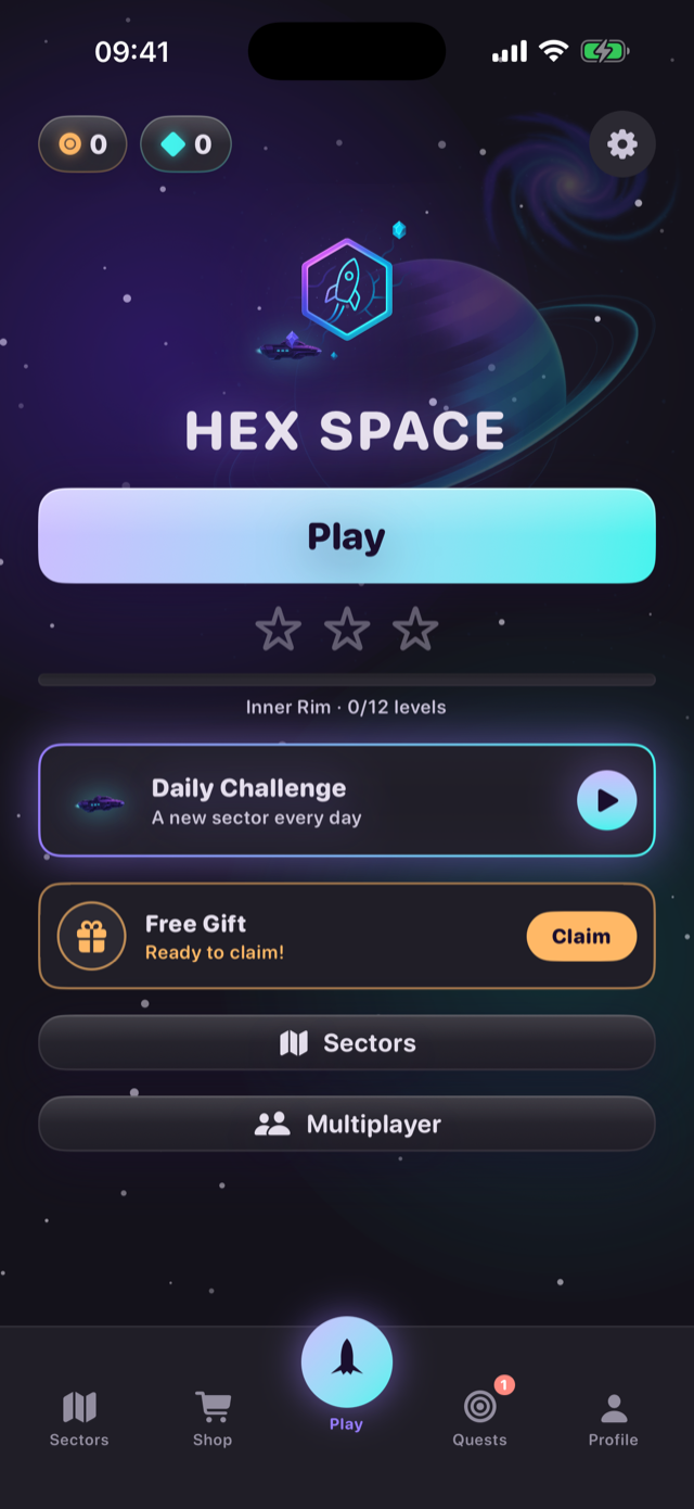 Hex Space main menu